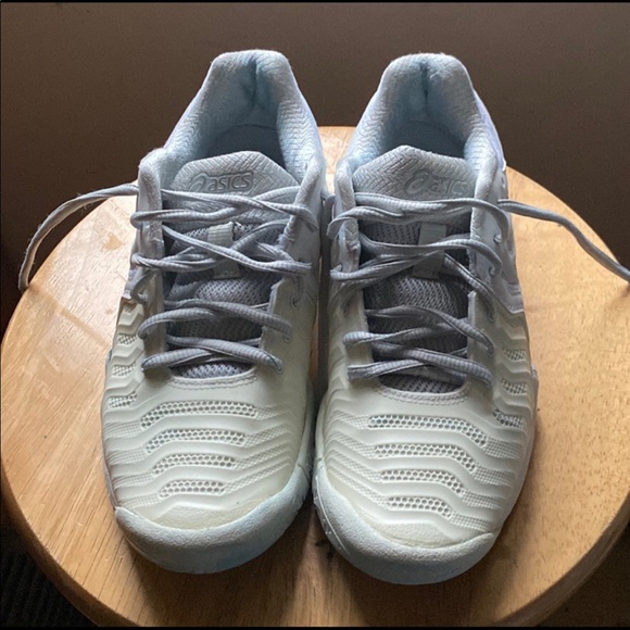 ASICS Gel-Resolution 7 Women's Tennis Shoes White Silver Blue size 6 1/2 - Picture 1 of 7